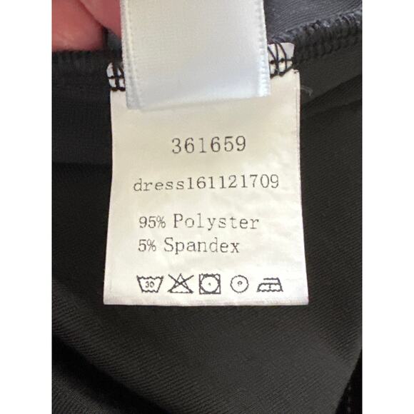 VTG Black Velvet Bodycon Dress S Rose Appliqué Goth Dark Romantic Vampire Wife - Picture 11 of 16